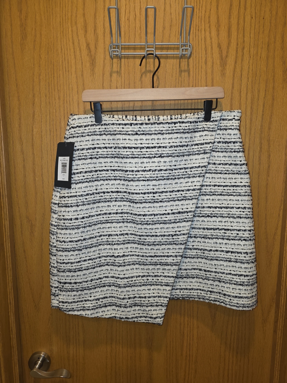 Striped Black & White Mini Wrap Skirt